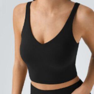 HALARA Black Padded V-Neck Crop Tank - Size Medium